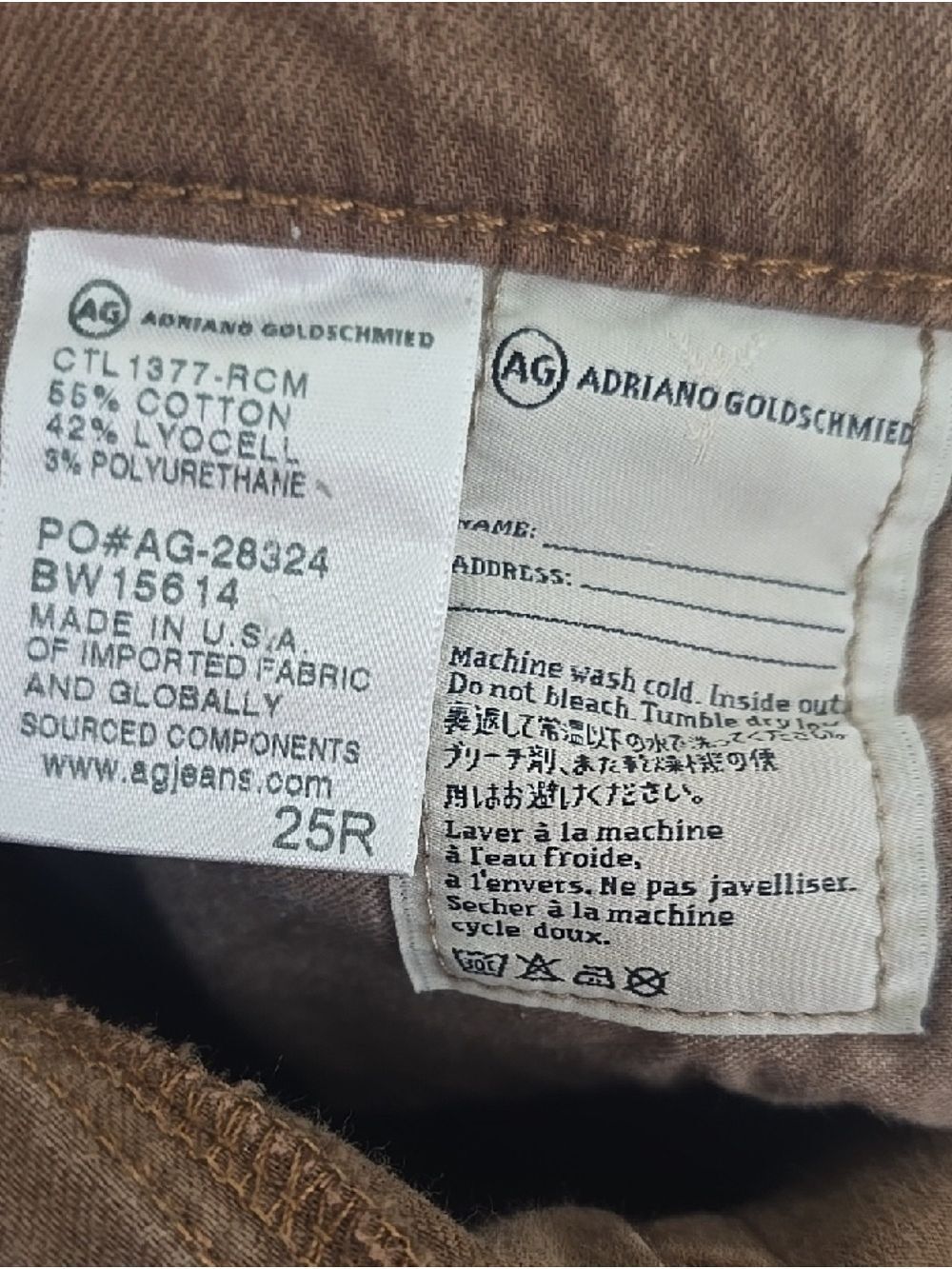 AG Adriano Goldschmied Coffee Brown Stevie Slim Straight Ankle Jeans Size 25R - Picture 9 of 9